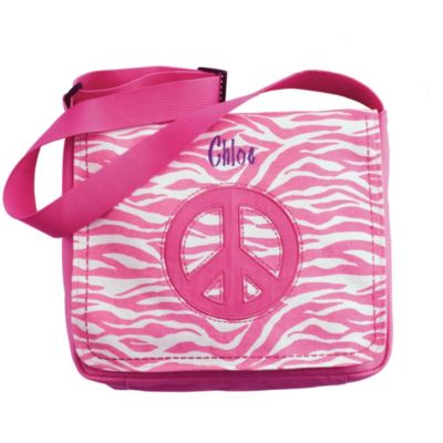 Zebra Peace Appliquéd Messenger Bag