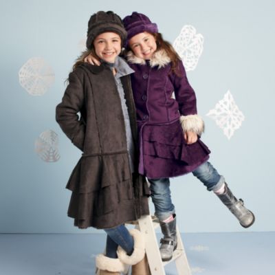 Double Peplum Fur Trim Coat - Chocolate