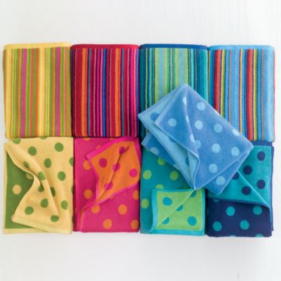 Company Cotton Reversible Dot and Bright Stripe Towels