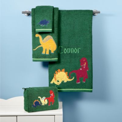 Dinosaur Appliqued Towels and Toiletry Bag