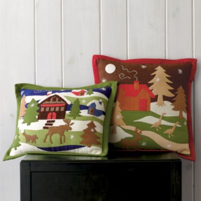 Embroidered Lodge Pillow Cover