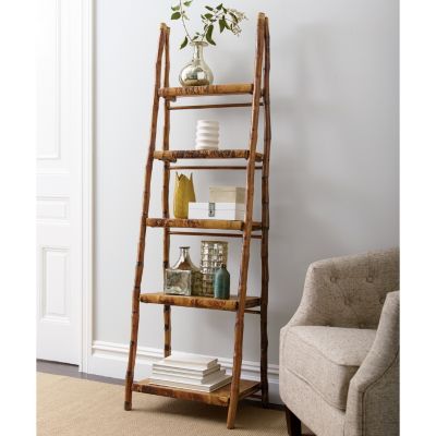 RattanBamboo Folding Ladder Shelf The Company Store