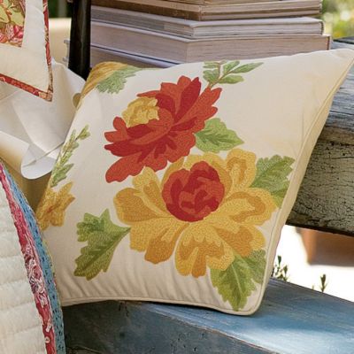 Embroidered Floral Bouquet Sham