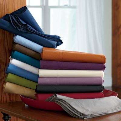 Classic Percale Solid Fitted Sheets, Full - The Company Store bedding
