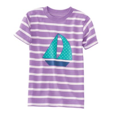 Little Tee - Purple Stripe - Sailboat