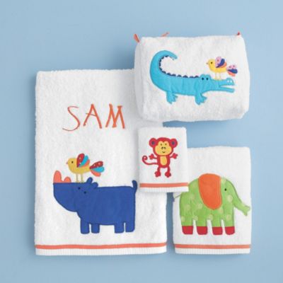 Zoo Crew Appliquéd Towel Set and Toiletry Bag