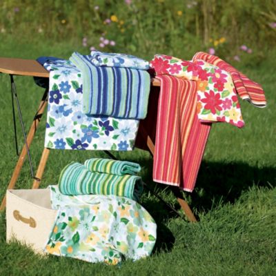Garden Flower And Picnic Stripe Towels