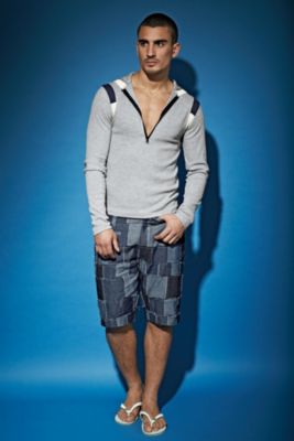 P.O.V.® California Hoodie & P.O.V.® Hobo Short Patchwork Short Denim. Yd Chambray Stripe