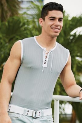 Andres Velasco® Staple Lace Up Sleeveless Tee