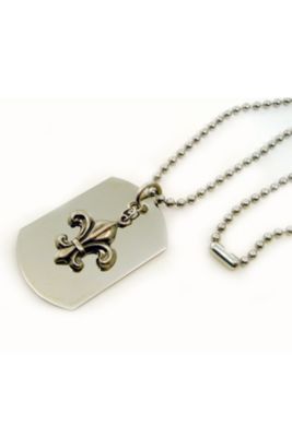Dog Tag with Fleur De Lis Necklace