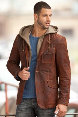 Hooded Leather Blazer