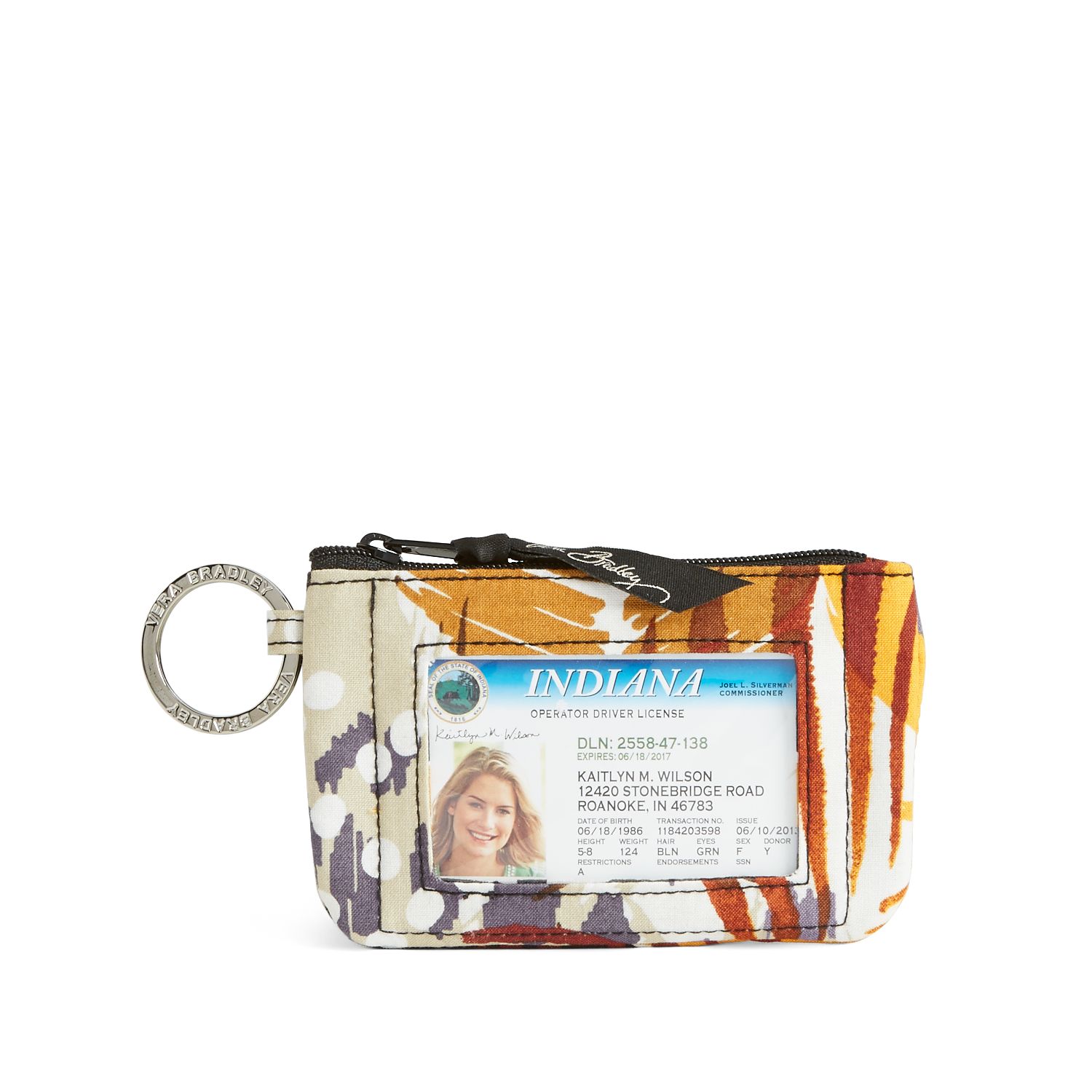 Vera Bradley Zip ID Case in Painted Feathers