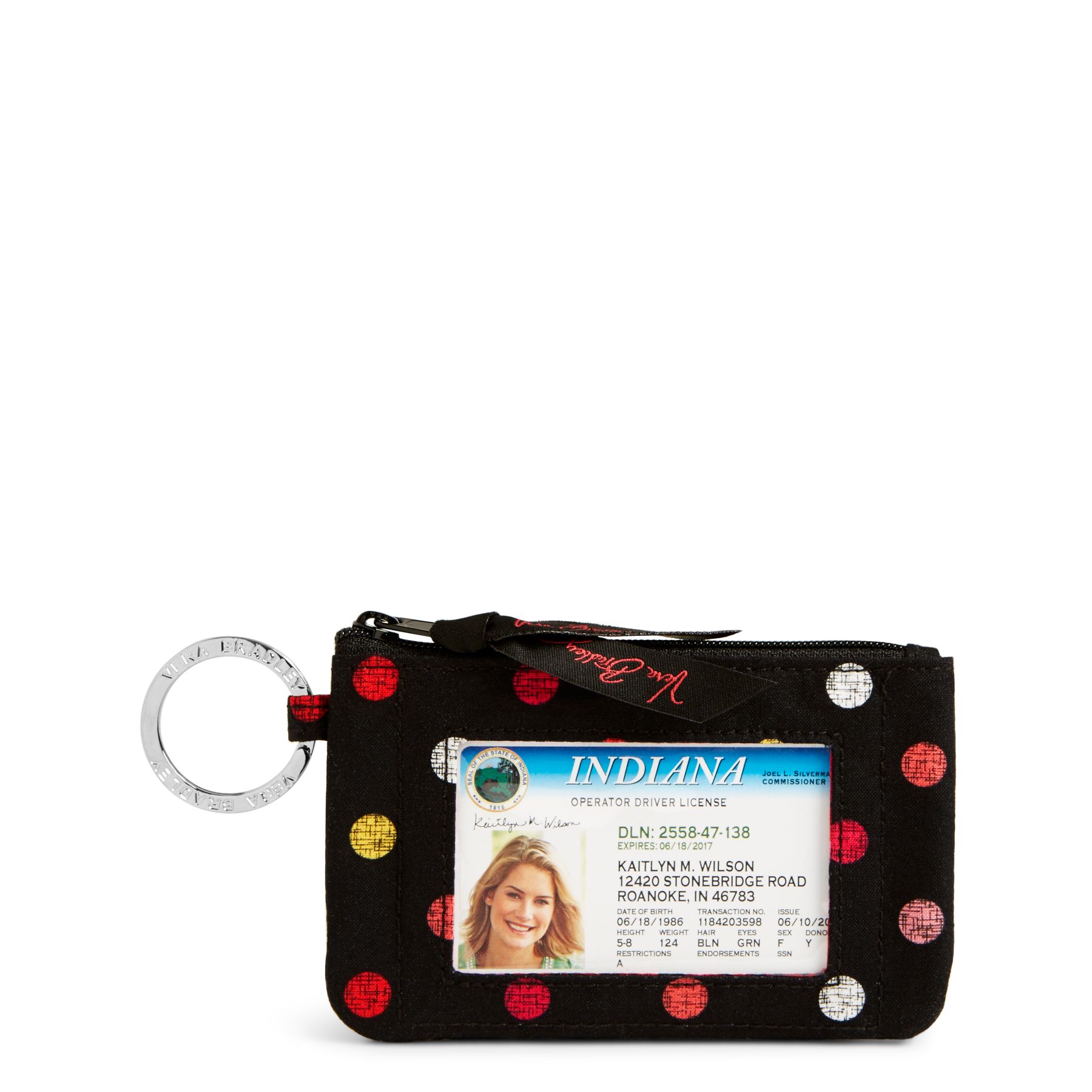 Vera Bradley Zip ID Case in Havana Dots