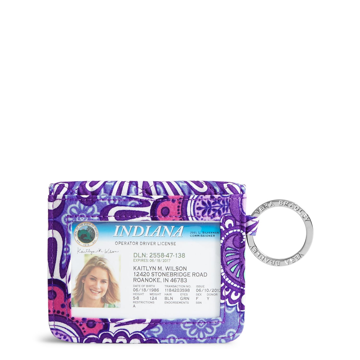 Vera Bradley Campus Double ID in Lilac Tapestry