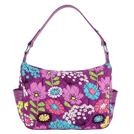 City Shoulder Bag in Flutterby with Purple Trim