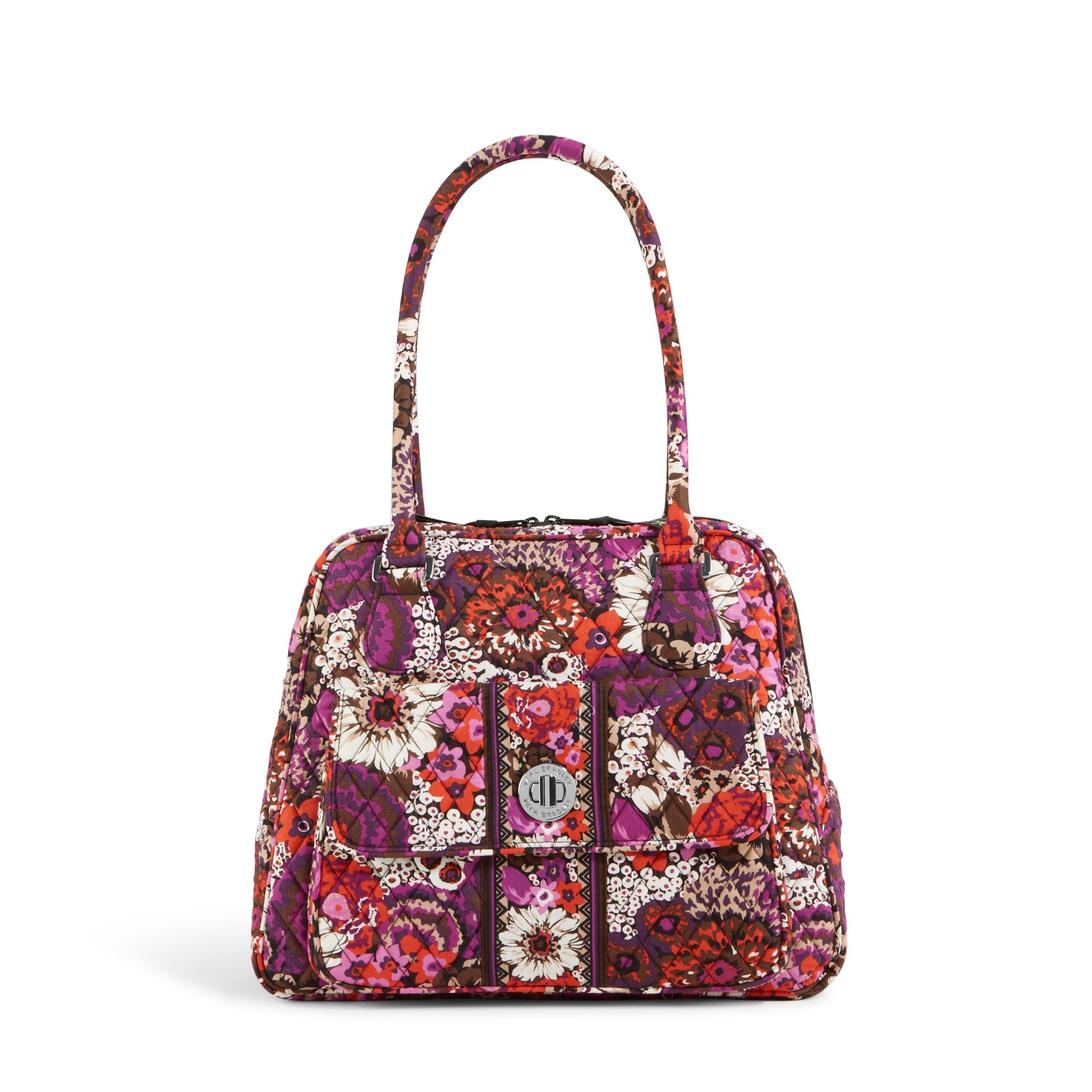 Vera Bradley Turnlock Satchel in Rosewood