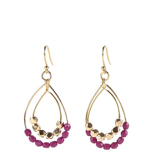Beaded Teardrop Earrings in African Violet