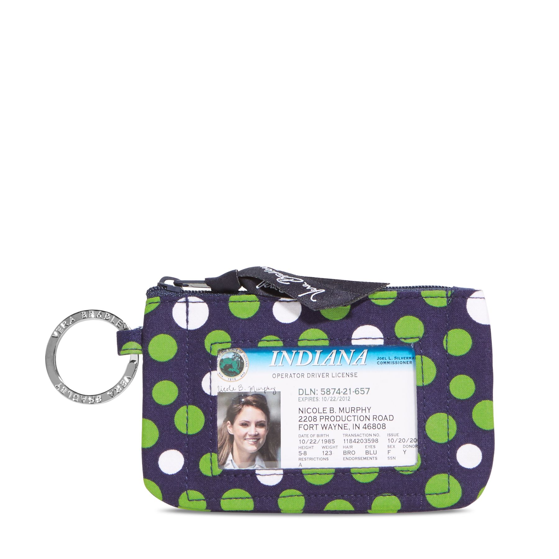 vera bradley zip id case