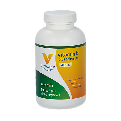 Vitamin E + 400IU Selenium 100 dAlpha Vitamin E from Natural Food Sources with Mixed Tocopherols, Antioxidant Immune Support Once Daily (300 Softgels) by The Vi 