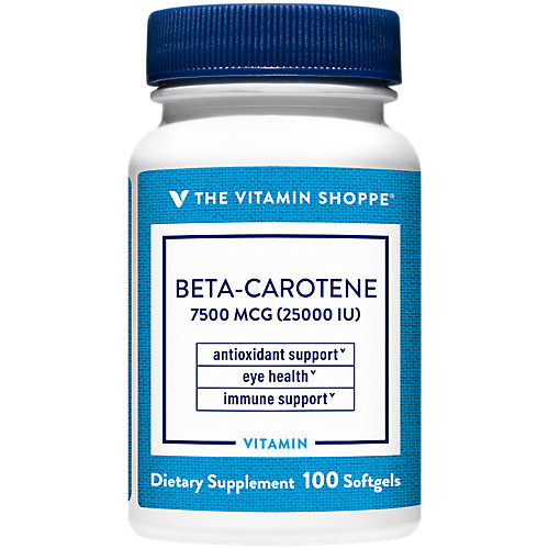 The Vitamin Shoppe BetaCarotene 2,500IU (Vitamin A), Antioxidant Support for Vision Immune Health (100 Softgels) 