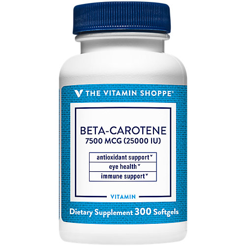 The Vitamin Shoppe BetaCarotene 2,500IU (Vitamin A), Antioxidant Support for Vision Immune Health (300 Softgels) 
