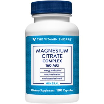 The Vitamin Shoppe Magnesium Citrate Complex 160MG, Mineral Supplement that Supports Bones, Teeth Energy Production (100 Capsules) 