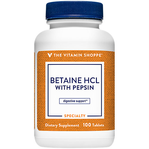 The Vitamin Shoppe Betaine HCL with Pepsin 600MG, To Support Digestion Absorption of Nutrients (100 Tablets) 