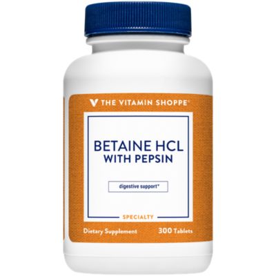 The Vitamin Shoppe Betaine HCL with Pepsin 600MG, To Support Digestion Absorption of Nutrients (300 Tablets) 