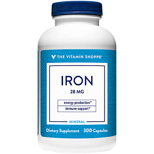 The Vitamin Shoppe Iron 28G, Well Absorbed Forms of Iron, Supports Immune Health Energy Production, Essential Mineral, Once Daily (300 Capsules) 