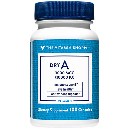 The Vitamin Shoppe Dry A nonoily 10,000IU (50 Retinyl Acetate, 50 BetaCarotene), Antioxidant That Supports Immune Eye Health, Once Daily (100 Capsules) 