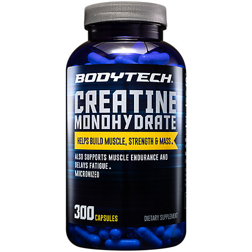 BodyTech 100 Pure Creatine Monohydrate 2250 MG Supports Muscle Strength Mass, 100 Servings (300 Capsules) 