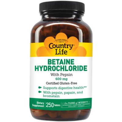 Betaine Hydrochloride with Pepsin 600 MG (250 Tablets) 