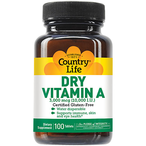 Dry Vitamin A Supports Immune, Skin Eye Health 10,000 IU (100 Tablets) 