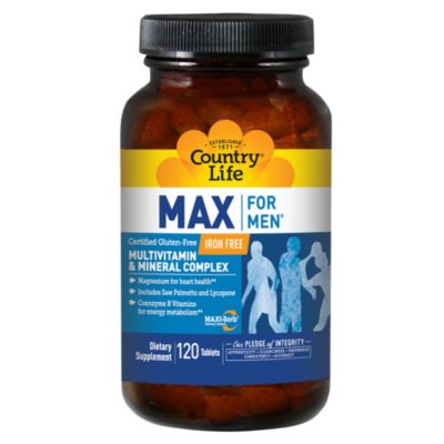 Max Multivitamin Mineral Complex for Men with Saw Palmetto Lycopene Iron Free (120 Tablets) 