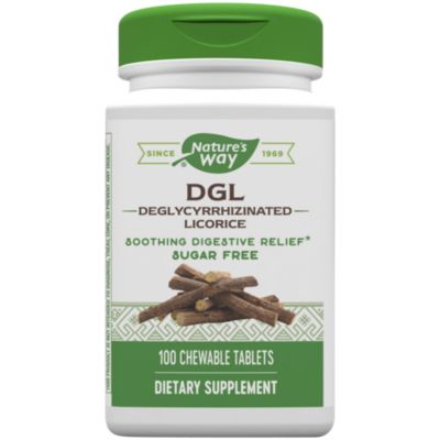 DGL Deglycyrrhizinated Licorice Fructose Free Sugarless (100 Chewable Tablets) 