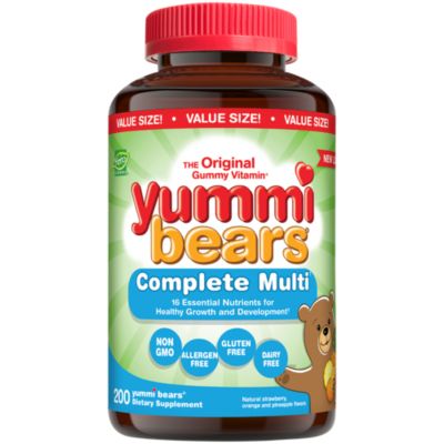 Organic Yummi Bears Multivitamin for Kid's Mixed Fruit (200 Gummies) 