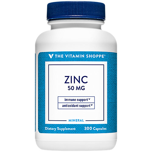 Zinc 50mg Supports Healthy Immune Function Eye Health, Highly Absorbable, Antioxidant Supplement Daily Serving, Gluten Dairy Free (300 Capsules) by The Vitamin 