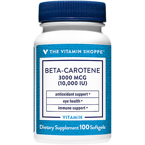 The Vitamin Shoppe BetaCarotene 3,000 MCG (Vitamin A), Antioxidant Support for Vision Immune Health (100 Softgels) 