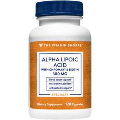 The Vitamin Shoppe Alpha Lipoic Acid with Chromax Biotin Antioxidant for Glucose Metabolism, Energy, Cellular Health (120 Capsules) 