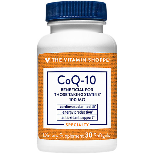 The Vitamin Shoppe CoQ10 100mg Beneficial for Those Taking Statins – Supports Heart Cellular Health and Healthy Energy Production, Essential Antioxidant – Once 