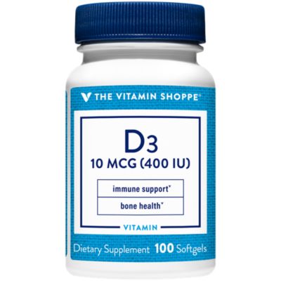 The Vitamin Shoppe Vitamin D3 400IU Softgel, Supports Bone Immune Health, Aids in Cellular Growth Calcium Absorption, Gluten Free Once Daily Formula (100 Softge 