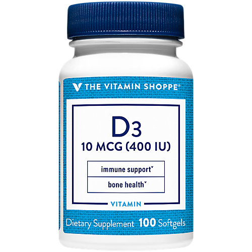 The Vitamin Shoppe Vitamin D3 400IU Softgel, Supports Bone Immune Health, Aids in Cellular Growth Calcium Absorption, Gluten Free Once Daily Formula (100 Softge 