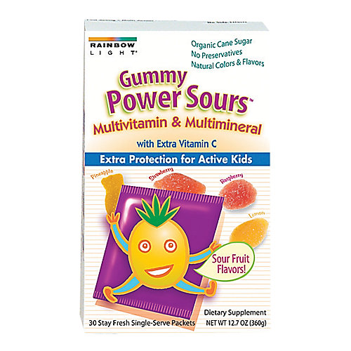Power Sour Gummy Multivitamins for Kids Sour Fruit (30 Single Serving Packets) 