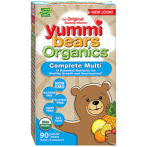 Organic Yummi Bears Multivitamin for Kid's Mixed Fruit (90 Gummies) 