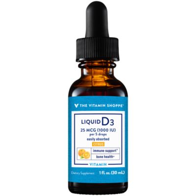Vitamin Liquid D3 1000IU, Supports Bone Immune Health, Aids in Healthy Cell Growth Calcium Absorption, Citrus Flavor, 1 Fluid Ounce by The Vitamin Shoppe 