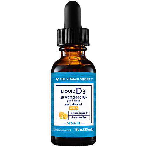 Vitamin Liquid D3 1000IU, Supports Bone Immune Health, Aids in Healthy Cell Growth Calcium Absorption, Citrus Flavor, 1 Fluid Ounce by The Vitamin Shoppe 