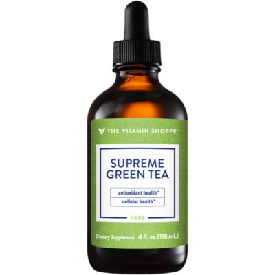 The Vitamin Shoppe Supreme Green Tea 100MG, with 90 Polyphenols, Antioxidant that Supports Cellular Health, Metabolism Support (4 Fluid Ounces Liquid) 