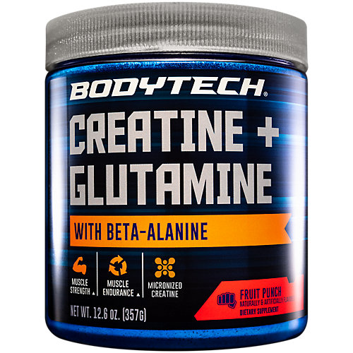 BodyTech Creatine Glutamine with Beta Alanine Fruit Punch Supports Muscle Growth, Recovery Immune Health (12.6 Ounce Powder) 