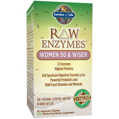 Raw Full Spectrum Digestive Enzymes for Women 50 Wiser (90 Vegetarian Capsules) 