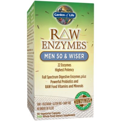Raw Full Spectrum Digestive Enzymes for Men 50 Wiser (90 Vegetarian Capsules) 
